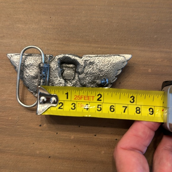 Vintage BERGAMOT Thumbs Up MC Skeleton Belt Buckle 1994 M-249 - Picture 3 of 4